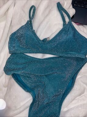 Source Unknown Teal Shimmer Bandeau Set
